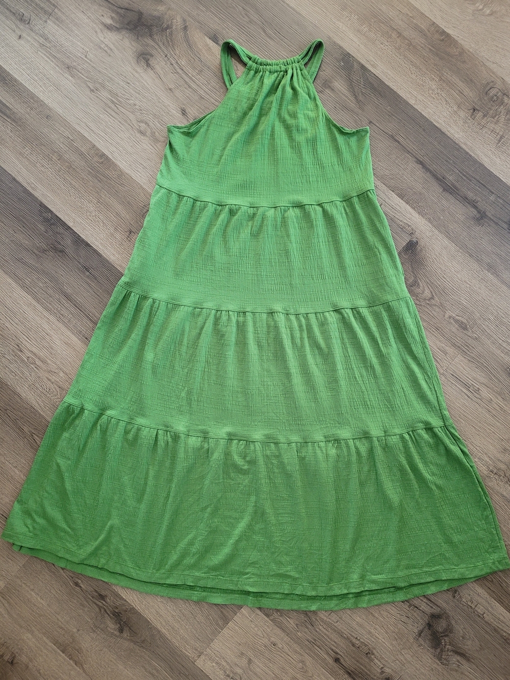 Max Studio London Green Tiered Halter Maxi Dress Pockets Large - Picture 3 of 8